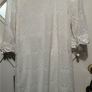 Allison Brittney White Lace Long Sleeve Dress
